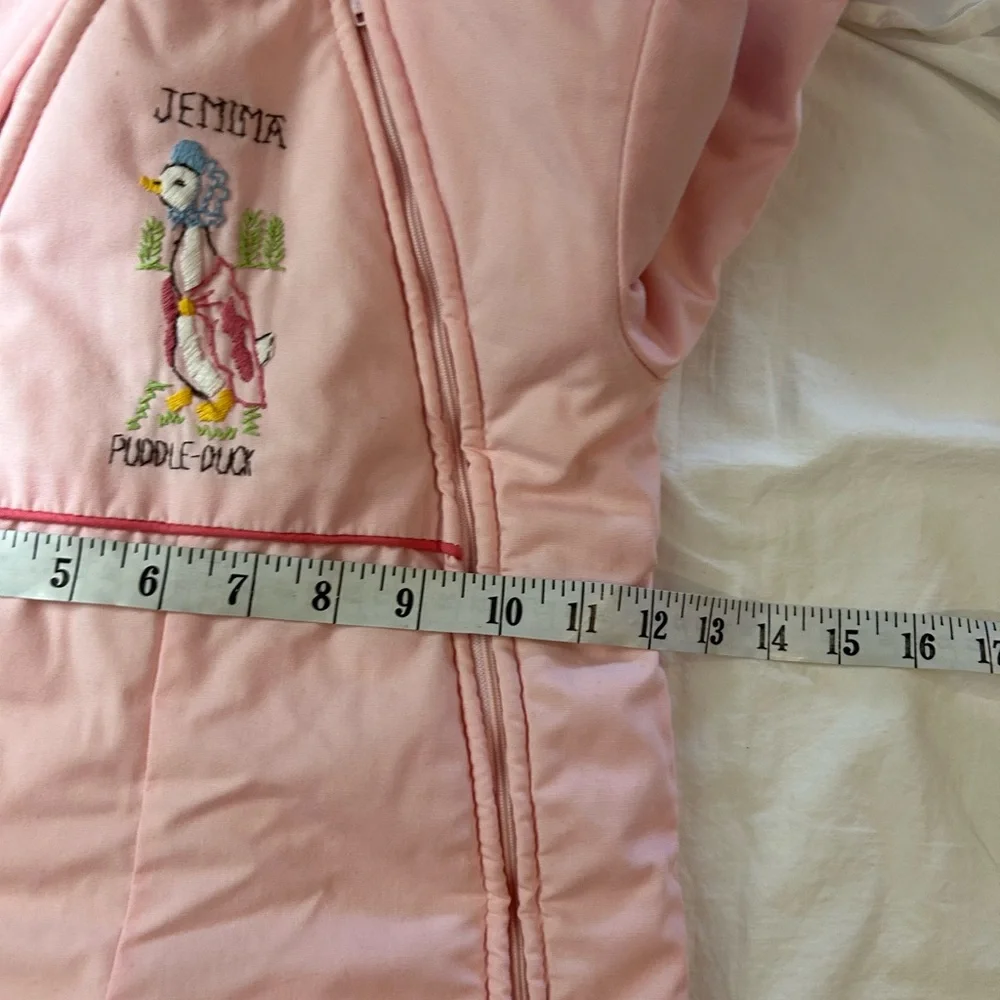 VINTAGE BEATRIX POTTER Quiltex Puddle‎ Duck Pink Snowsuit Infant Embroidered